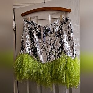 ASOS Green and Silver Sequin Mini Skirt